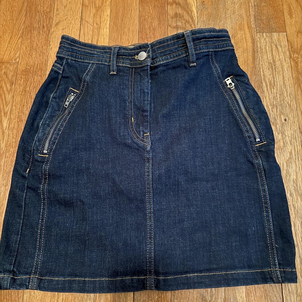 Pilcro Indigo Denim Skirt with Stitch Detail and Zipper Pockets size 4
